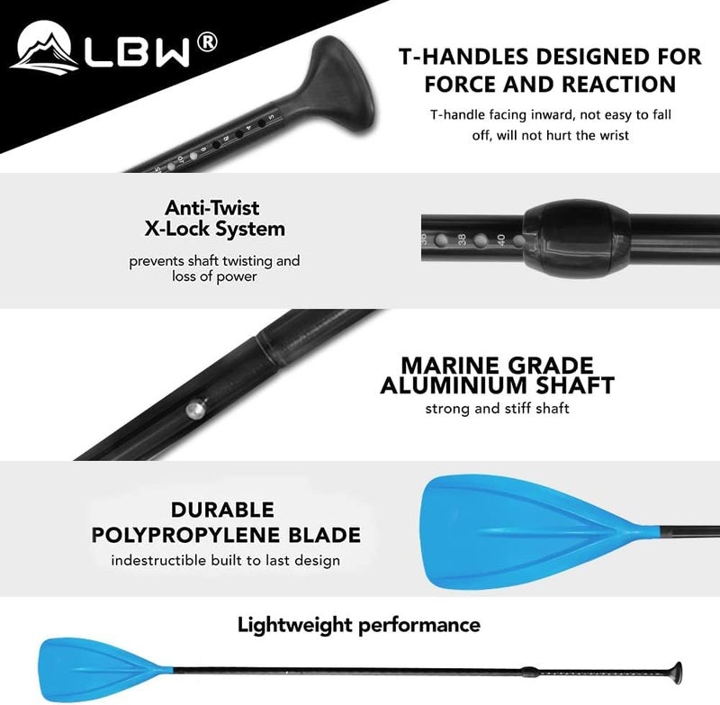 LBW 3 Piece SUP Paddle Board Paddle Floating Portable Paddleboard Accessories Adjustable Double Holes Lock Sturdy & Ergonomic for Surfing Beginner - Image 5